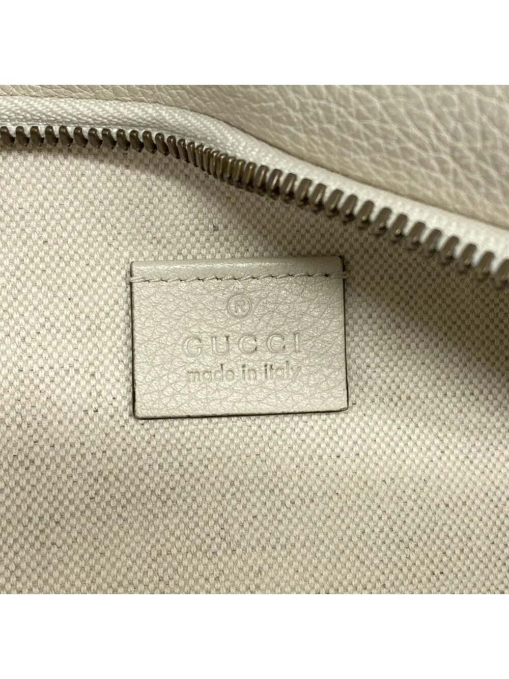 Gucci Waist Bag Leather White Gold